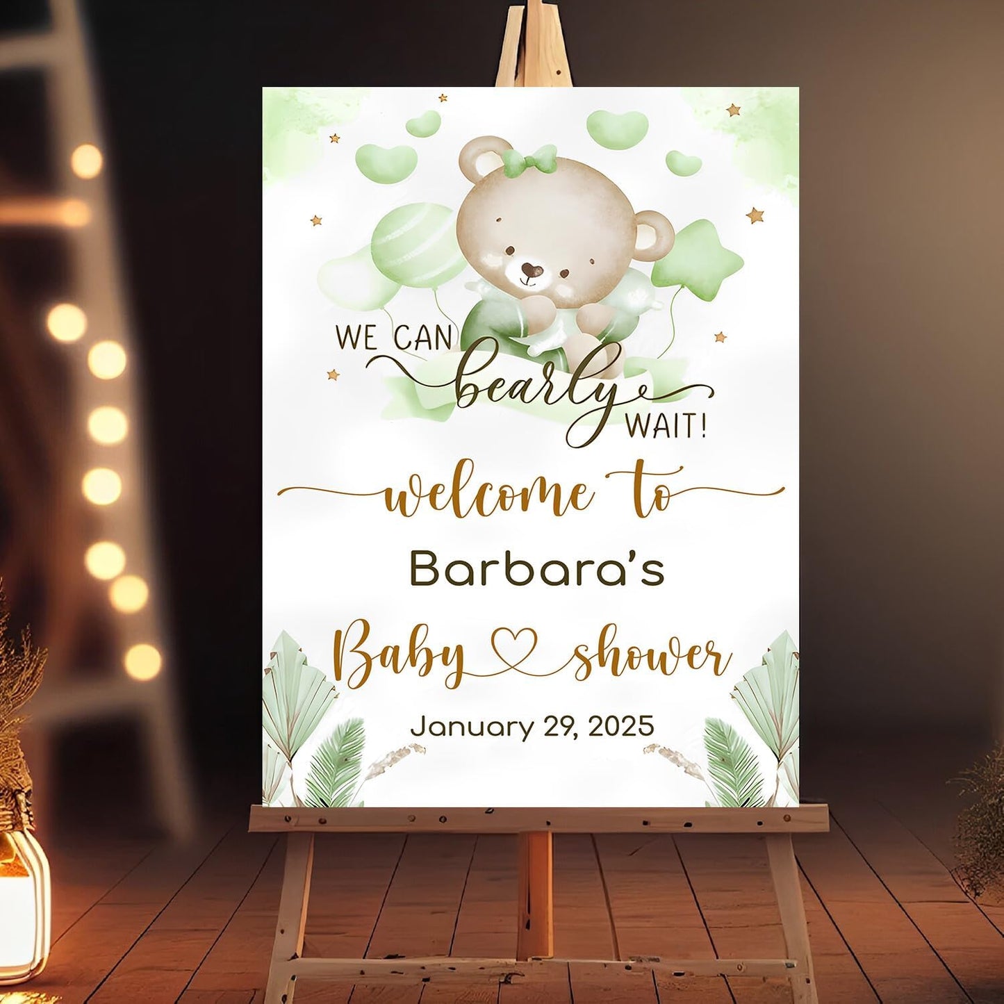 Custom Welcome Sign For Baby Shower Entrance, Green Baby Shower Sign, Bear Baby Shower Welcome Sign, Blue Bear Welcome Sign, Baby Shower Decorations, Bear Balloon Baby Shower Decorations