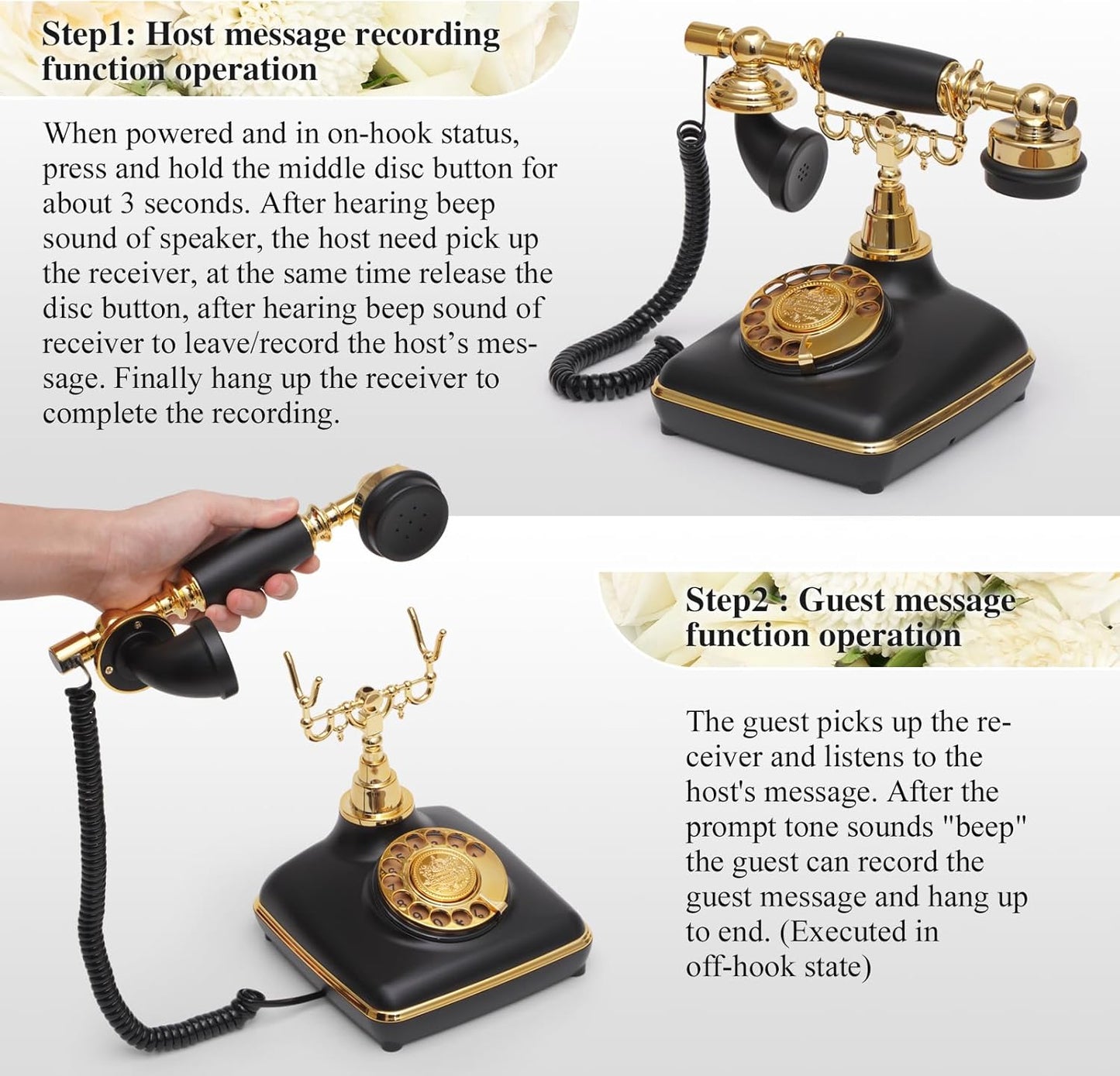 UKBW Audio Guest Book Wedding Phone, Audio Phone Guestbook, Record Audio Messages with Guestbook, Guestbook Alternative for Wedding, Birthday Party, Baby Shower, Anniversary, Engagement(Black)