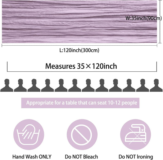 12 Pack 10Ft Cheesecloth Table Runner 35x120 Inch Boho Gauze Table Runner Cheese Cloth Long Table Runner Romantic Table Runner for Wedding Bridal Shower Birthday Party Table Decor (Light Purple)