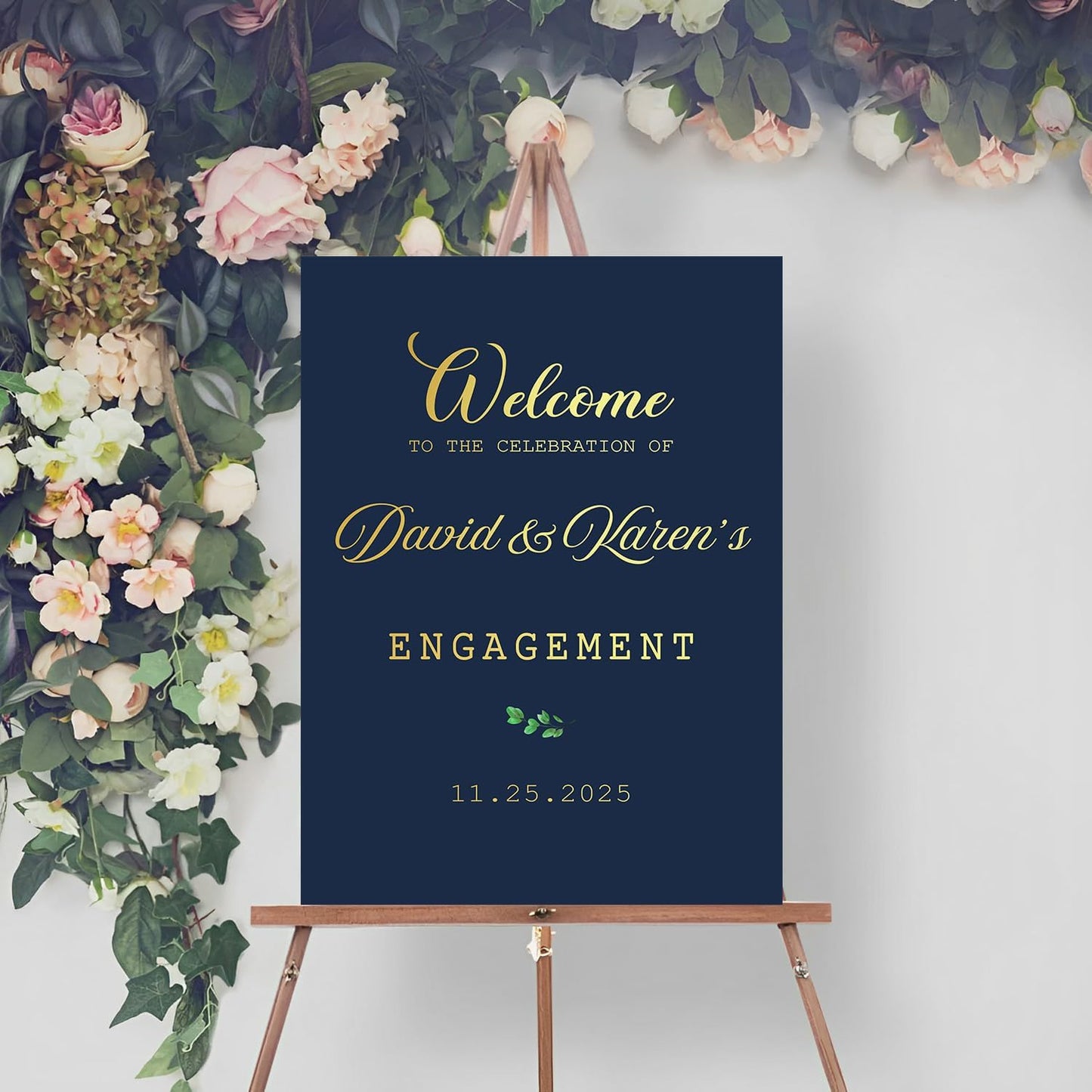 Engagement Welcome Sign, Greenery Engagement Decorations - Classy Party Table Decor