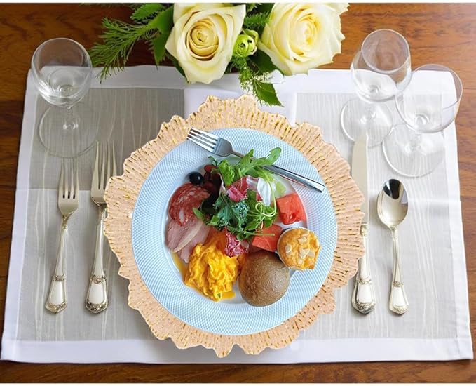 Pink Charger Plates,13 Inch Reef Plastic Chargers for Dinner Plate, Decorative Chargers for Wedding,Elegant Parties, Banquets and Table Decor(Set Of 6)