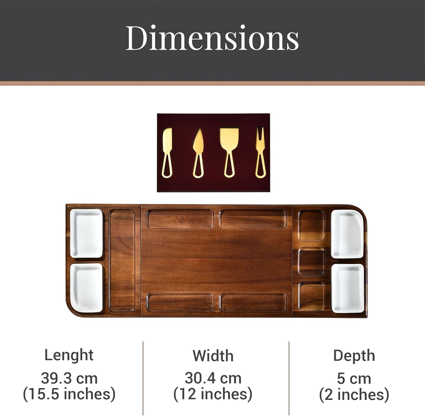Shanik Premium Charcuterie Board - Magnetic Cheese and Meat Double-Sided Serving Tray and Cutting Board - Gift for Any Occasion Quality Assured Without Engraving