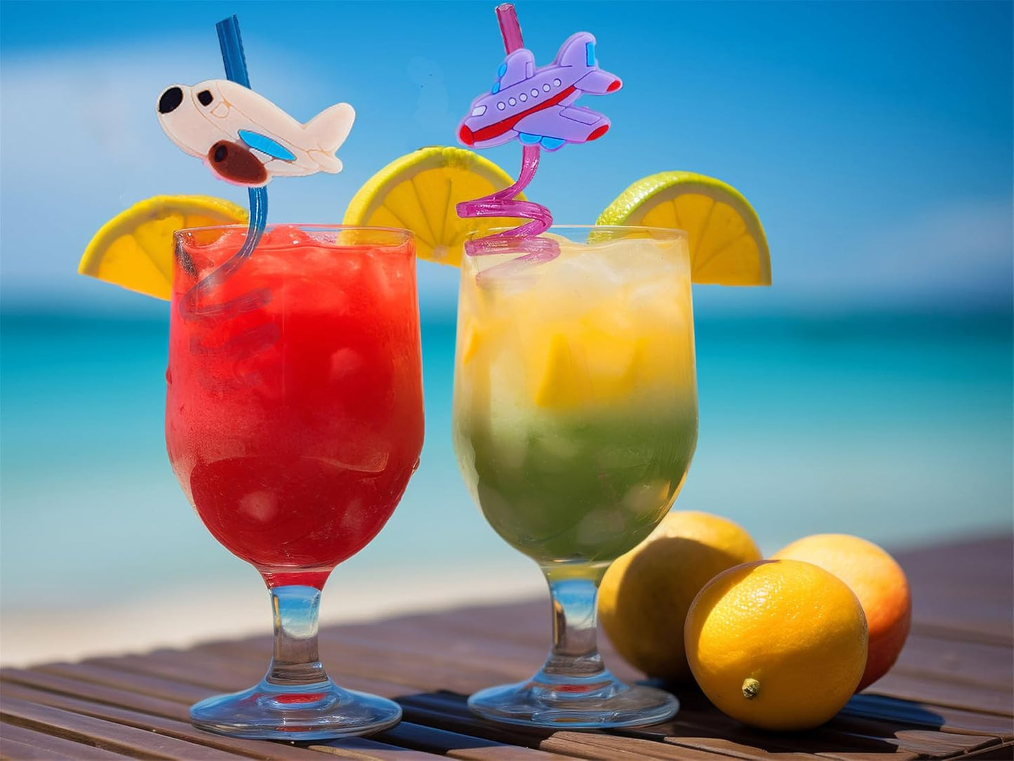 24 Pcs Bulk Drinking Straws Birthday Party Favors, Summer Beach Pool Beach Classroom Goodie Bag Filler Stuffers Party Supplies (Airplane)