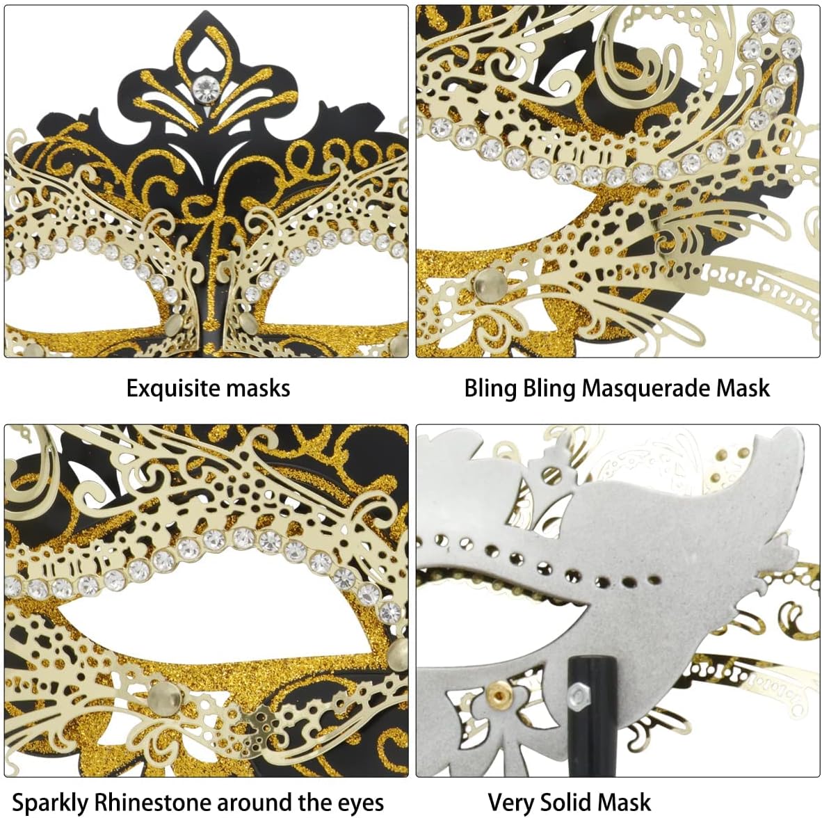 Coddsmz Masquerade Mask with Stick Venetian Mask Mardi Gras Decorations for Womens Halloween Costume Mask