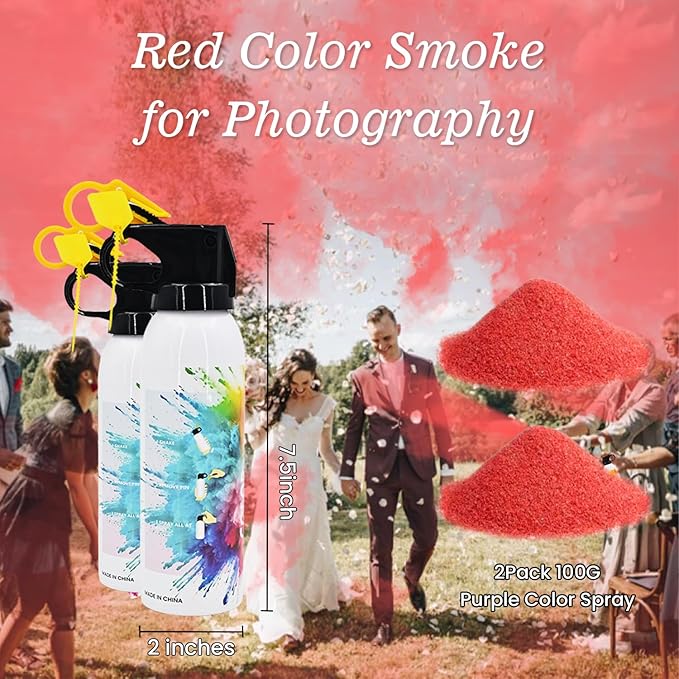 Gender Reveal Fire Extinguisher 2 Pack Red Fog Atmosphere Smog for Baby Reveal Photoshoot Video Props Stage Mister Foggers Red Smoke Gender Reveal Extinguishers for Birthday Wedding Party