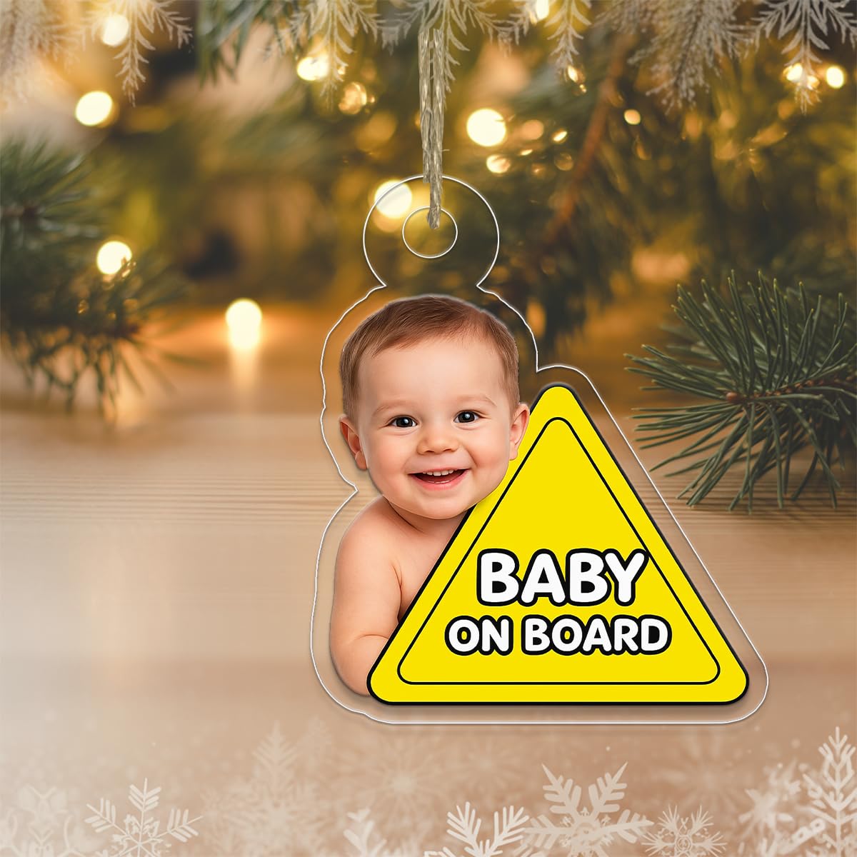 Custom Photo Baby On Board Ornament, Personalized Baby Picture Christmas Ornament, Baby’s First Christmas Keepsake, Holiday Decoration Gift Acrylic Ornament – Personalized