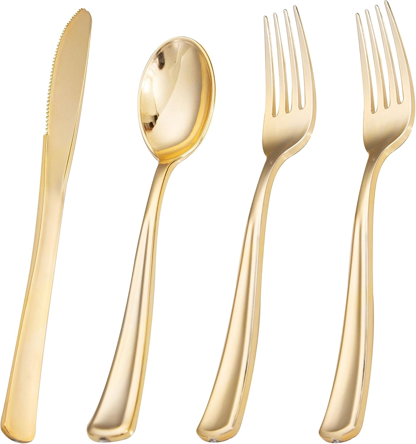 Liacere 200Pcs Gold Plastic Silverware-Gold Plastic Cutlery - Disposable Silverware include 100 Forks 50 Spoons 50 Knives Perfect for Parties&Weddings&Restaurants&Thanksgiving&Fall Decor