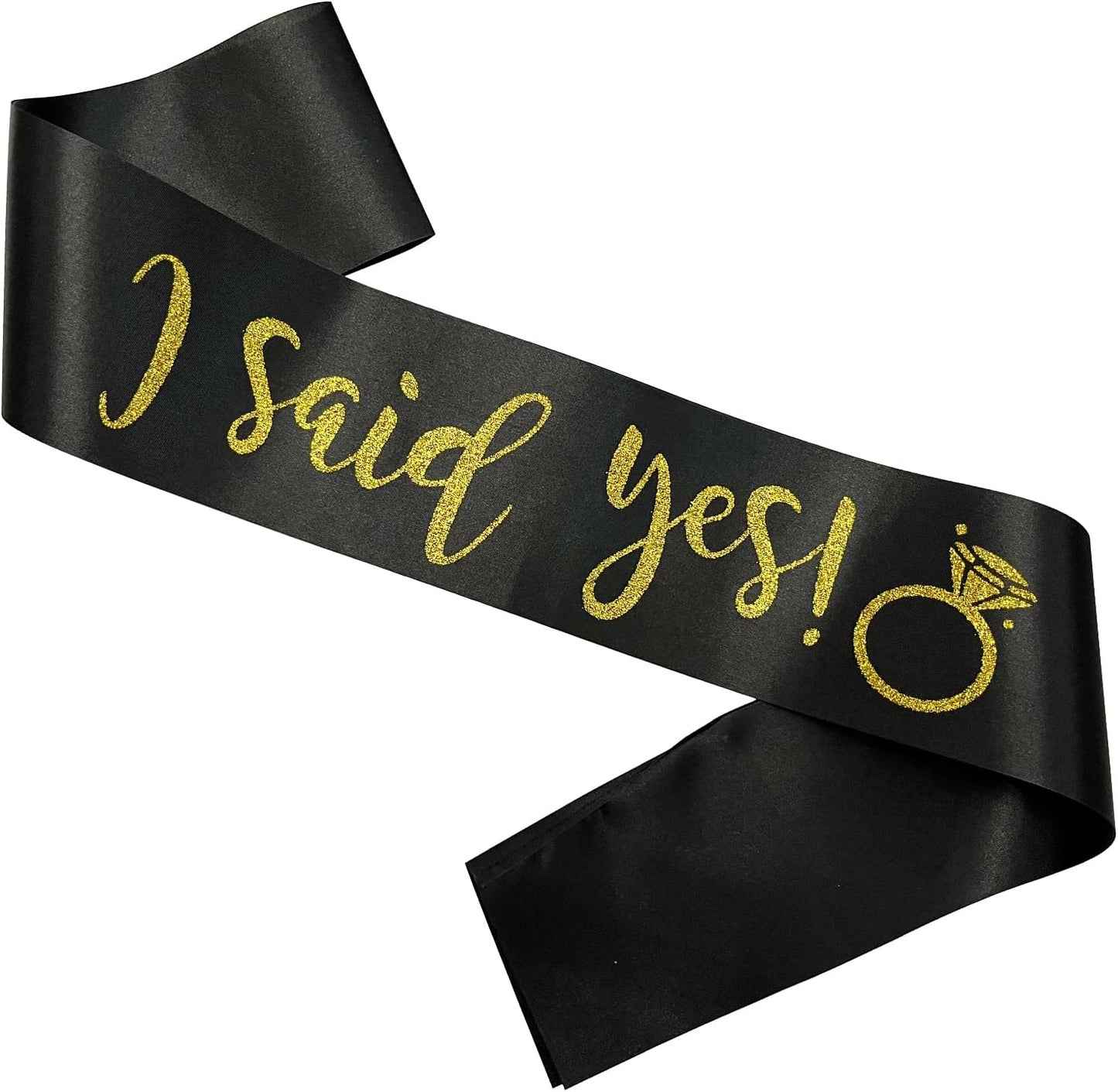 I Said Yes Sash for Women, Engagement Proposal Bachelorette Party Sash for Bridal Shower Wedding Party Favors Accessories Supplies Engagement Gifts for Bride to Be,Black