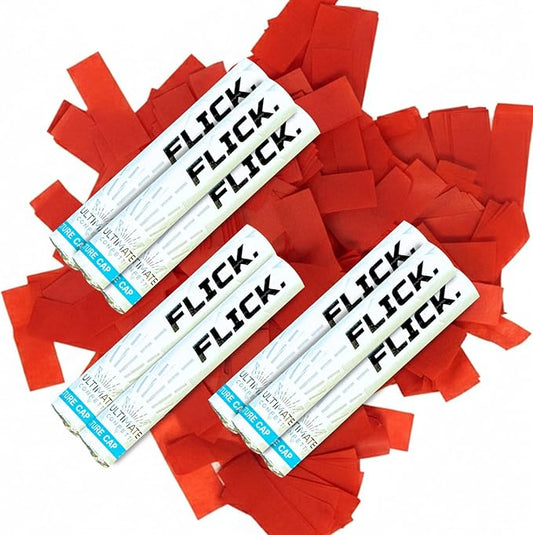 Ultimate Confetti - 8 Pack Red Confetti Wands - Handheld 6" Biodegradable Tissue Paper Confetti Flick Flutter Sticks For Wedding, Birthday, Parties & Live Events - 1 Handful, 0.5 oz Each Stick