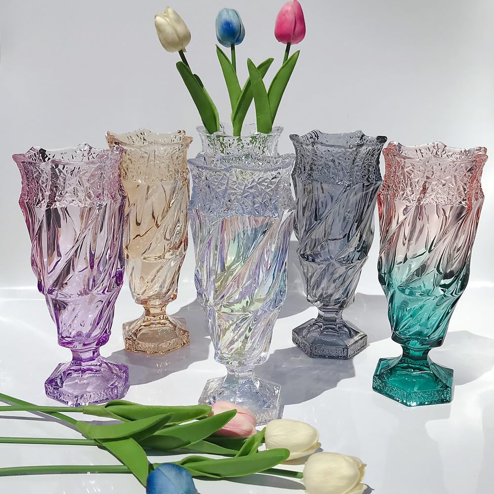 Glass Flower vase 2.4lb 9.5inch,Bohemian Style, for Centerpieces,Wedding,Home Decor Glass Vase (Sparkling)