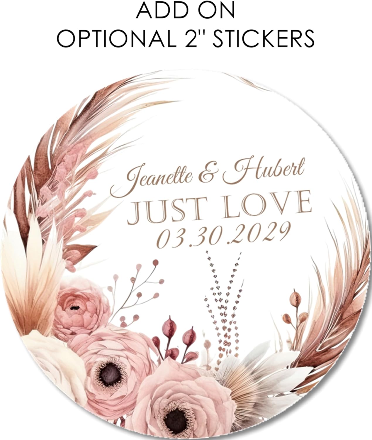 Boho Wedding Inviations, Set of 12 - Pampas Grass Wedding Invitations With Envelopes, Boho Pampas Wedding Invitation (Pampas Grass)