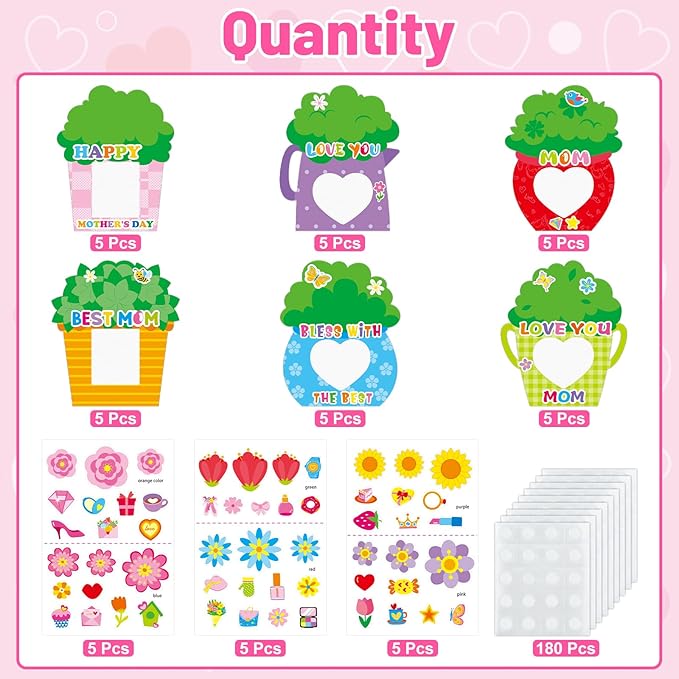 TENDFINE 30 Pack Happy Mother's Day Photo Frame Craft Kits for Kids Love Mom Picture Frame Craft Kits Classroom Home Decoration Mother's Day Gift Party Activity