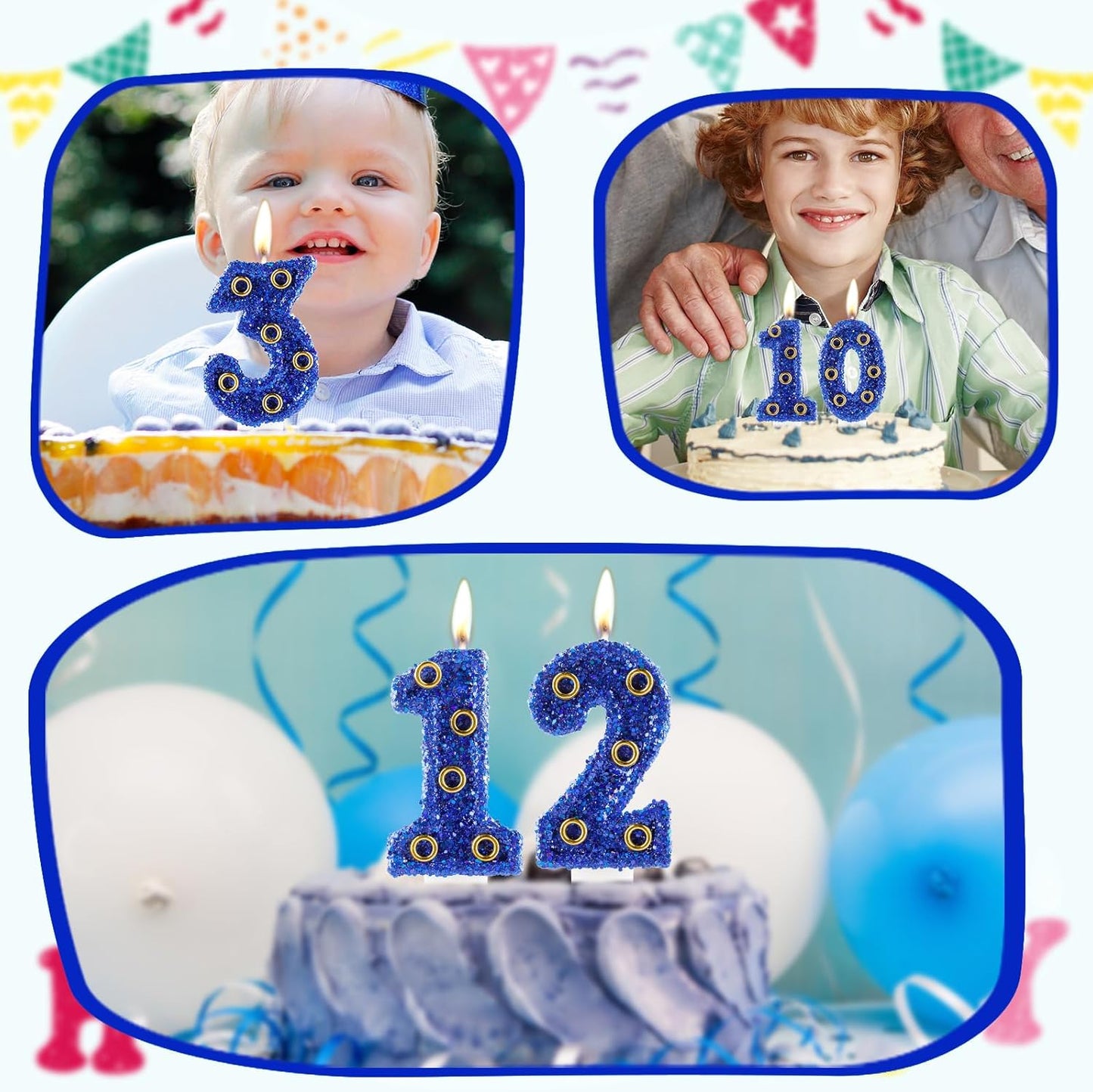 Blue Gold Rings Hedgehog Themed Birthday Candle, Number 6 Candle Cake Topper, Character Cartoon Theme for Boys Girls Birthday Party Decorations Supplies