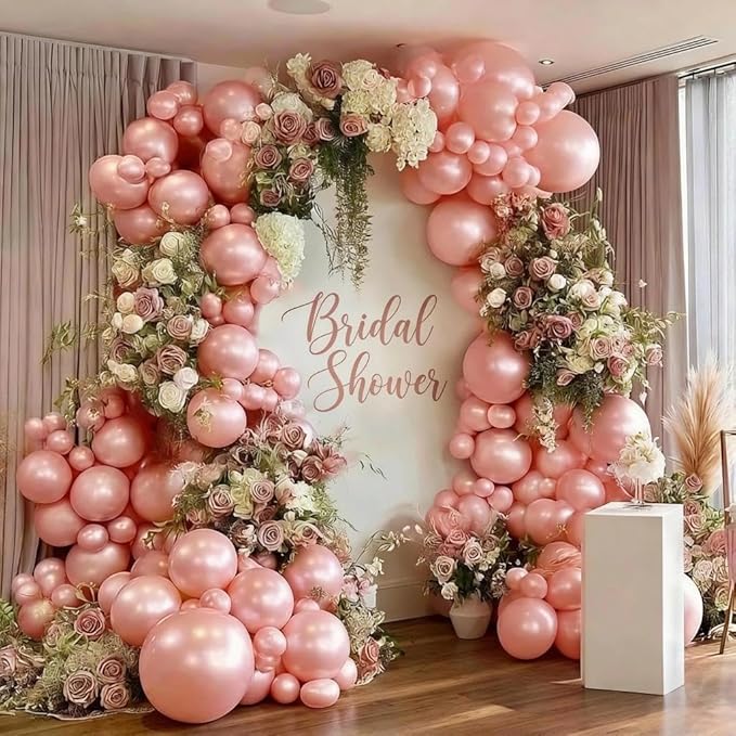 Pink Balloon Garland Double Stuffed Dusty Rose Blush Pink Balloons Different Sizes 18/12/5in Pearl Balloon Arch Kit for Birthday Wedding Bridal Baby Shower Mother's Day Party Decor