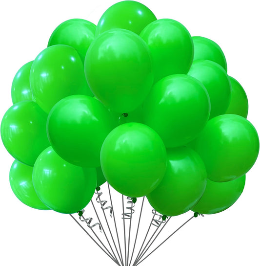 Jonhamwelbor Green Balloons 100 Pack 12 inches Latex Helium Balloons Birthday Party Decorations (With Green Ribbon)