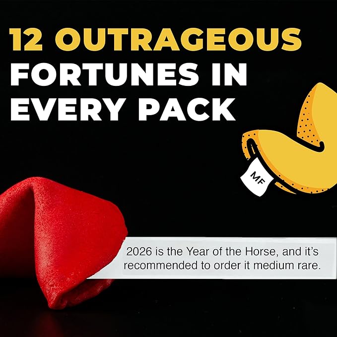 Miss Fortunes, Funny Fortune Cookies, The Lunar Dozen, Give Them The Gift of Laughter and Red Food Dye, Chinese New Year, Written by Professional Comedy Writers, Safe For All Ages (Bag of 12 Cookies)
