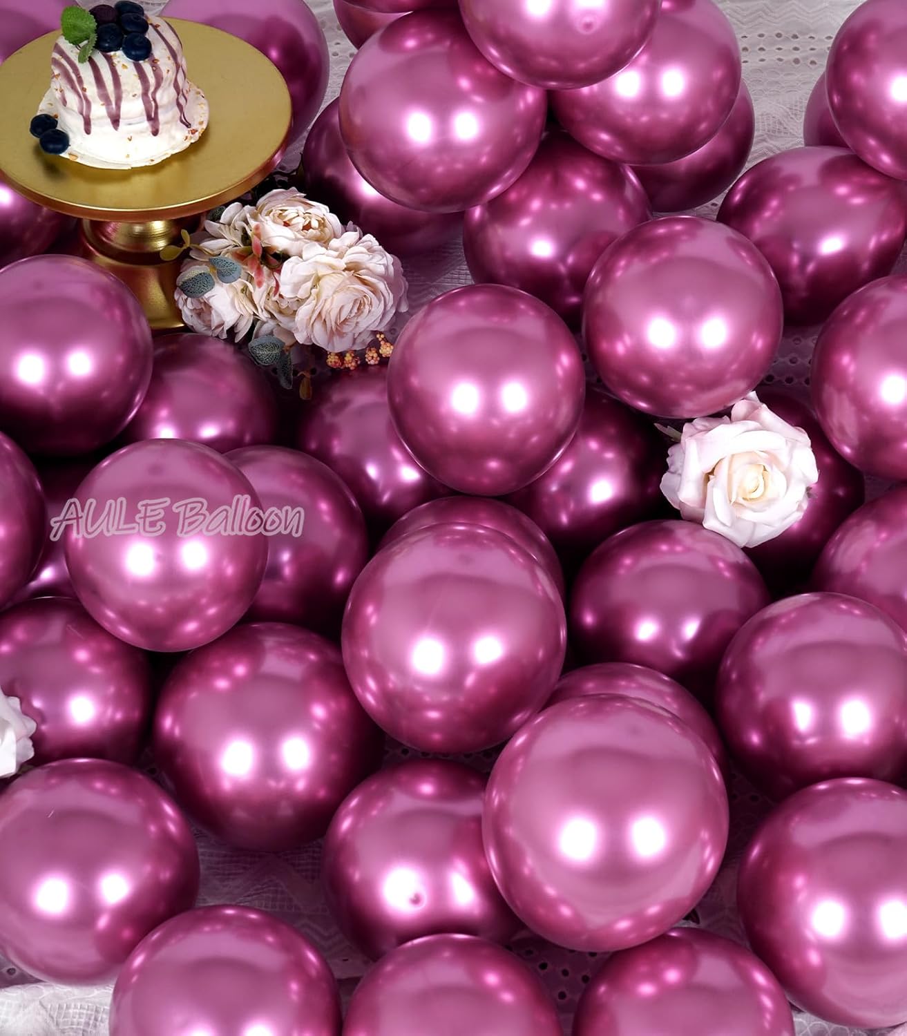 AULE Metallic Hot Pink Balloons 5 inch 50 Pcs Hot Pink Latex Balloons Chrome Helium Shiny Thicken Balloon Perfect Party Decoration for Wedding Birthday Baby Shower Graduation Christmas Carnival