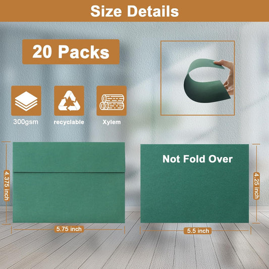 10 Assorted Colors Blank Cards and Envelopes 4.25 x 5.5 Heavyweight Single Panel Cardstock and A2 Envelopes Self Seal 20 Packs for Wedding Invitations, Greeting Cards, Thank You Cards, Party