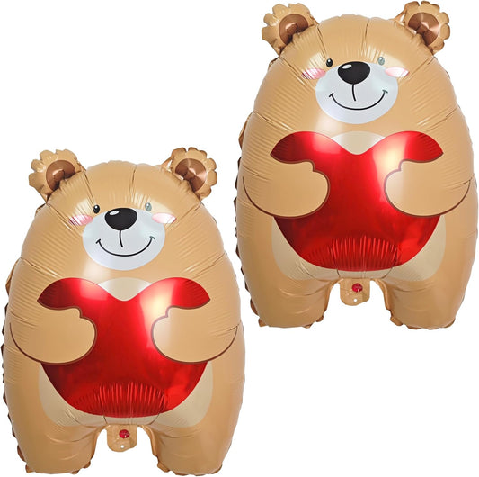 2PCS Bear Amimal Balloon Cute Love Bear Mylar Foil Balloon For Boys Girls Bear Birthday Theme Valentine'S Day Wedding Anniversary Party Decorations Suppiles