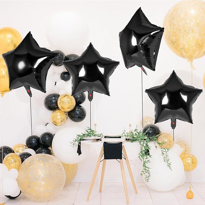 20 Pcs Star Balloons,18 Inch Black Star Foil Balloons,Stars Shaped Balloon Mylar Helium Balloon for Birthday Party Anniversary Wedding Baby Shower Decorations (Black)