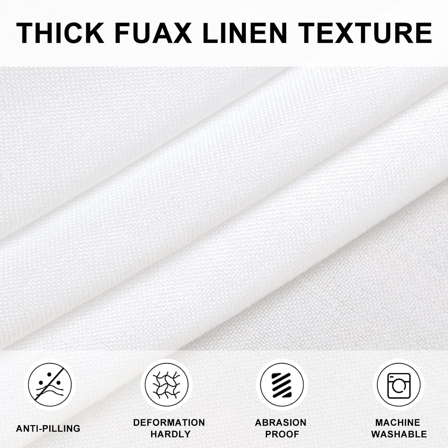 Hiasan Round Linen Table Cover 30 Inch - Wrinkle and Stain Resistant Washable Polyester Fabric Table Cloth for Dining Room Kitchen Party, White