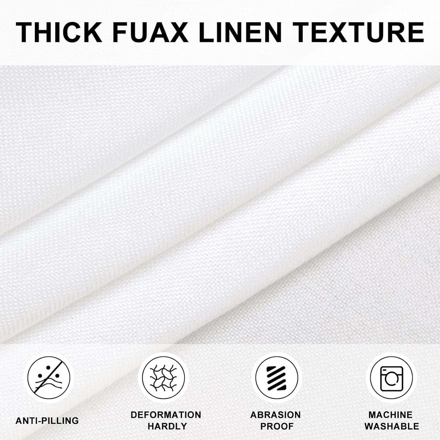 Hiasan Round Linen Tablecloth 60 Inch - Wrinkle and Stain Resistant Washable Polyester Fabric Table Cloth for Dining Room Kitchen Party, White