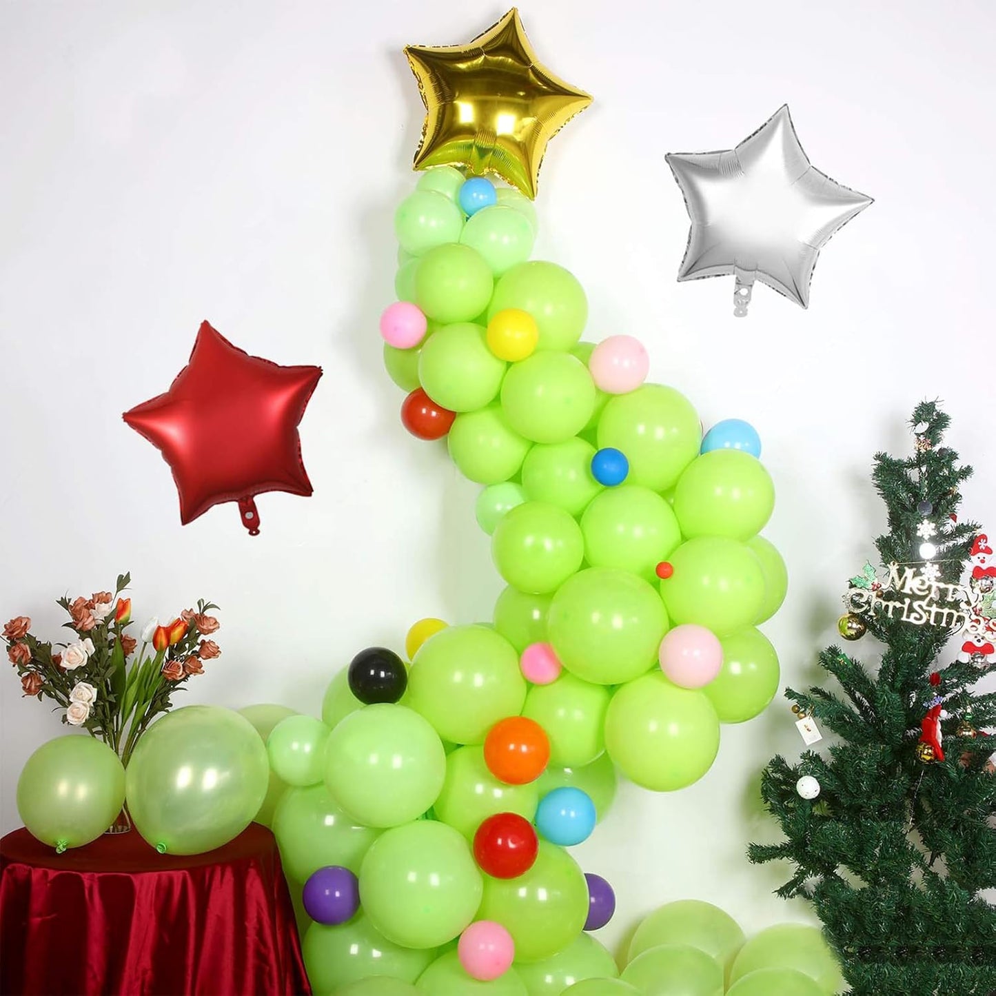 Lime Green Balloons - 12 inch 100pcs Latex - Round Light Green Birthday Balloons with 2 Ribbons for Birthday Dinosaur Jungle Christmas Party Decorations