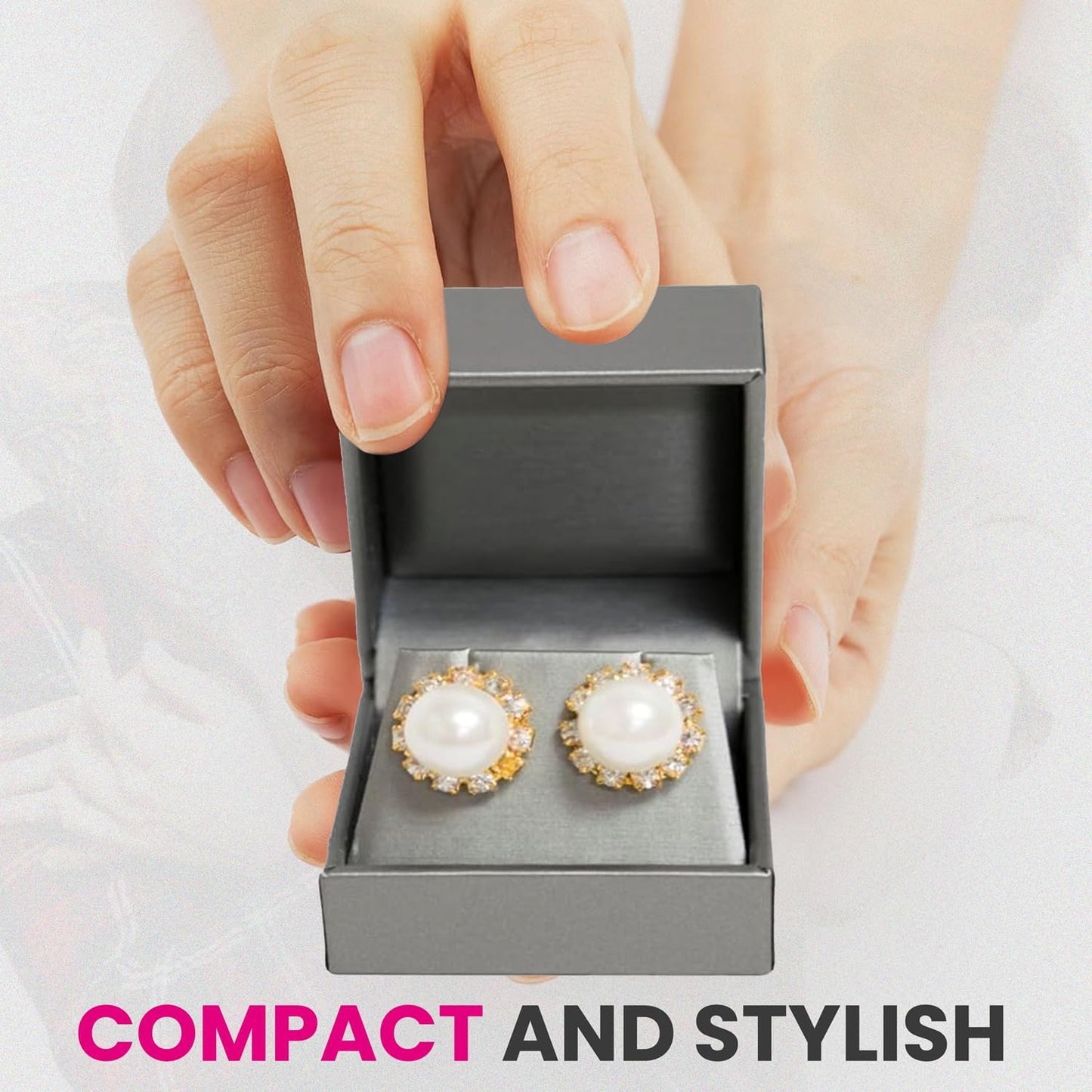 Novel Box Silver Jewelry Box for Earrings 2.37x2.37x1.87 Inches - Earring Gift Box for Proposal Wedding Engagement - Faux Leatherette Jewelry Display Box - Gift Presentation Boxes for Earrings