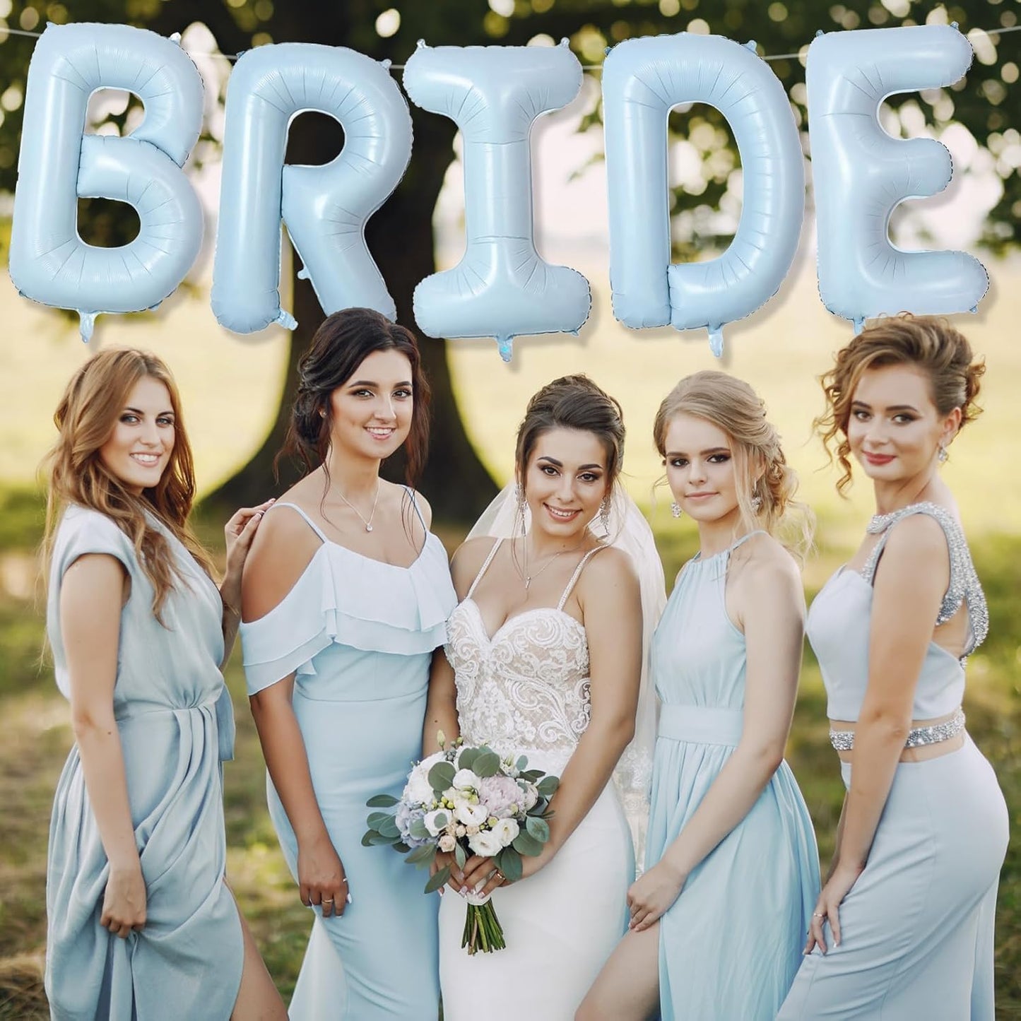 40 Inch Baby Blue BRIDE Balloons, Large Light Pastel Bride Foil Helium Balloon Banner for Bachelorette Something Blue Before I Do Bridal Shower Wedding Engagement Bride To Be Party Decorations
