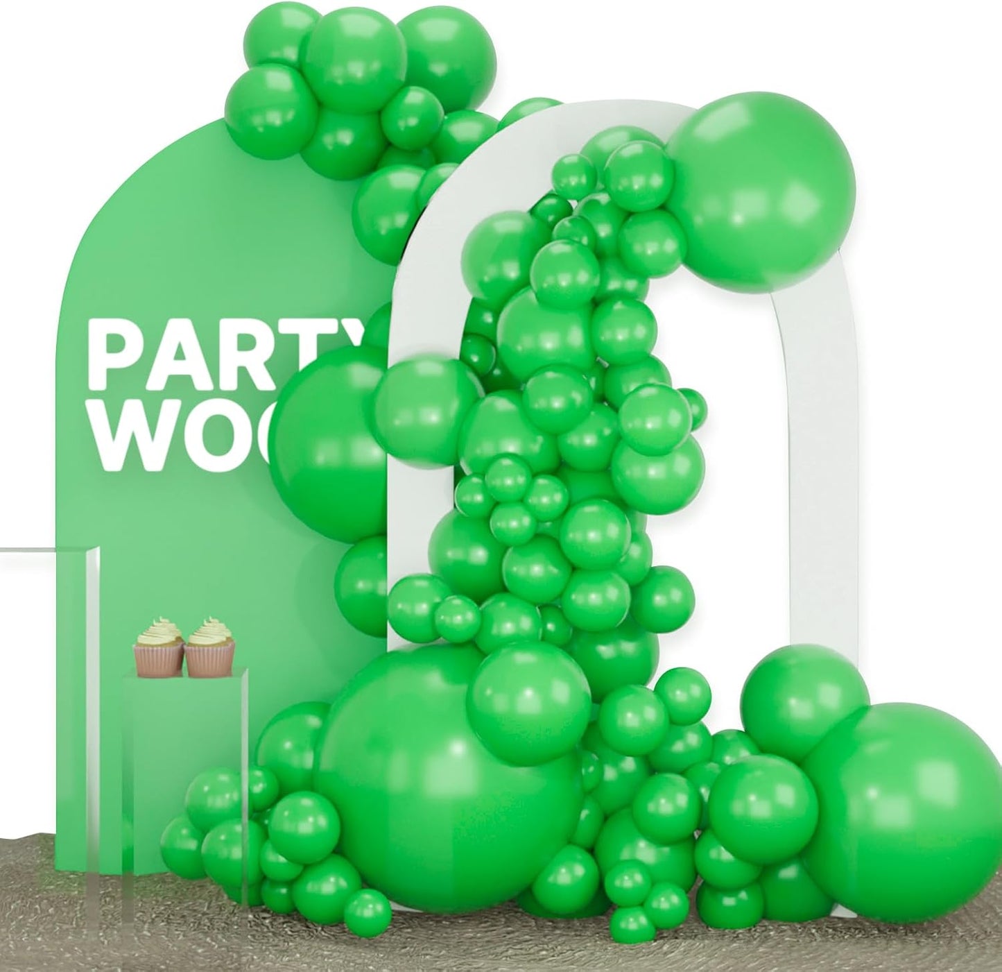 PartyWoo Malachite Green Balloons, 100 pcs Clover Different Sizes Pack of 36 Inch 18 Inch 12 Inch 10 Inch 5 Inch for Balloon Garland Arch as Party Decorations, Green-Y24