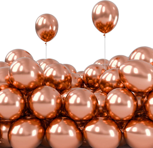 PartyWoo Metallic Rose Gold Balloons, 50 pcs 5 Inch Rose Gold Metallic Balloons, Rose Gold Balloons for Balloon Garland or Arch as Bachelorette Party Decorations, Wedding Decorations, Rose Gold-G107