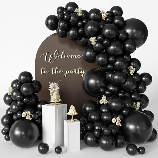 Black Balloons 125 Pcs Different Sizes Pack of 18 12 10 5 Latex Balloons for Birthday Party Black Balloon Arch Kit Garland Graduation Halloween New Year Anniversary Decoration