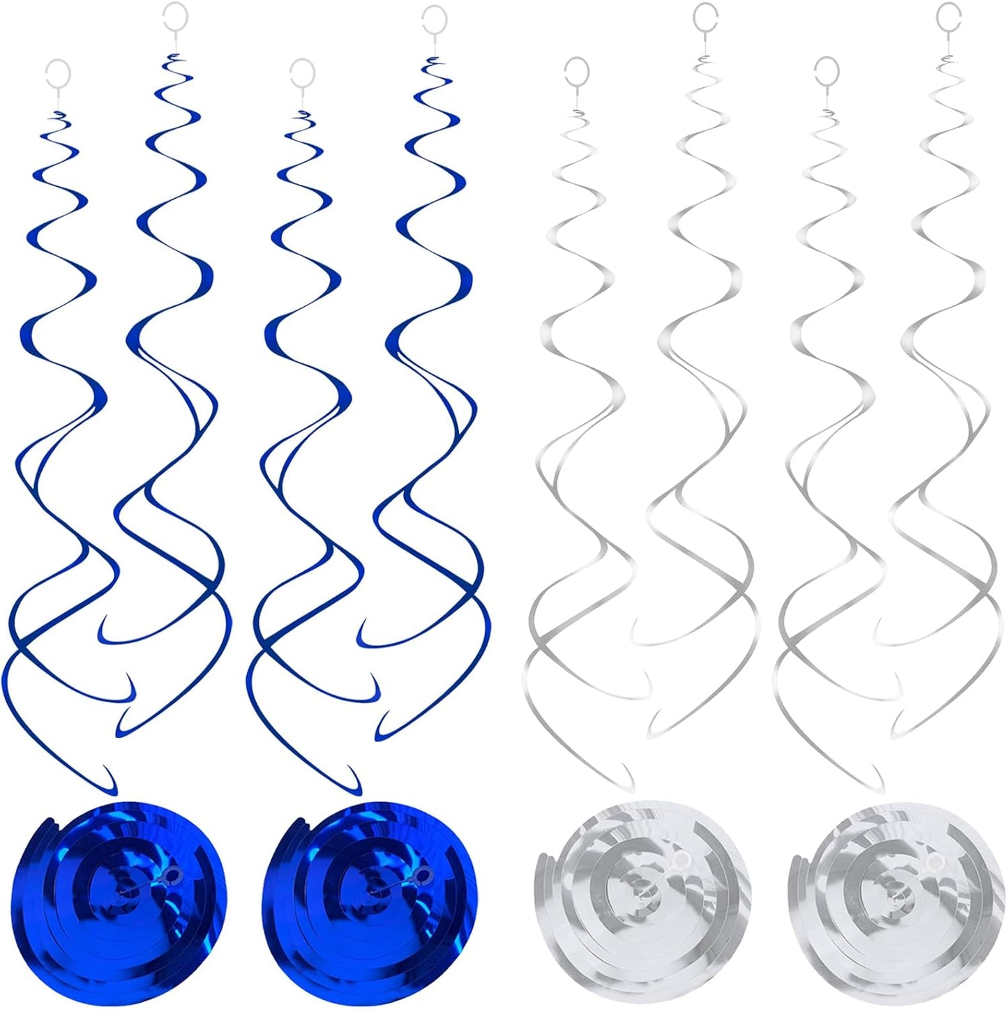 Hanging Swirl Decorations Blue and Silver Swirl Decoration 30pc Party Streamers for Ceiling 24"