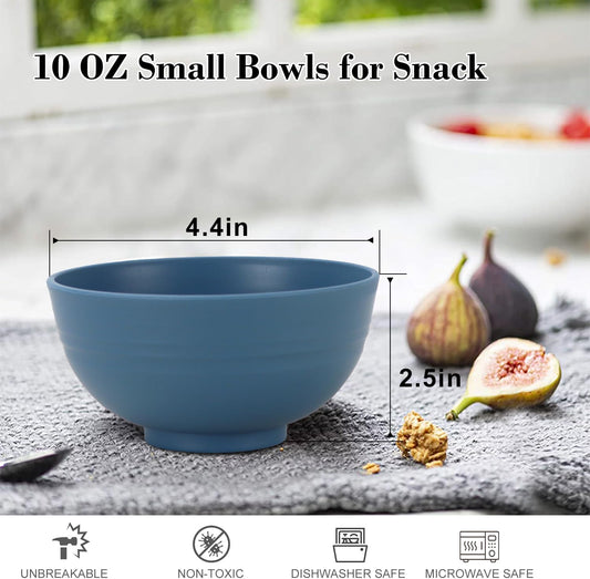 Unbreakable Wheat Straw Bowls for Kids, 10 oz Snack Bowls Set of 6, Small Handy Bowls Set for Snack, Dessert and Appetizer,Multi Color