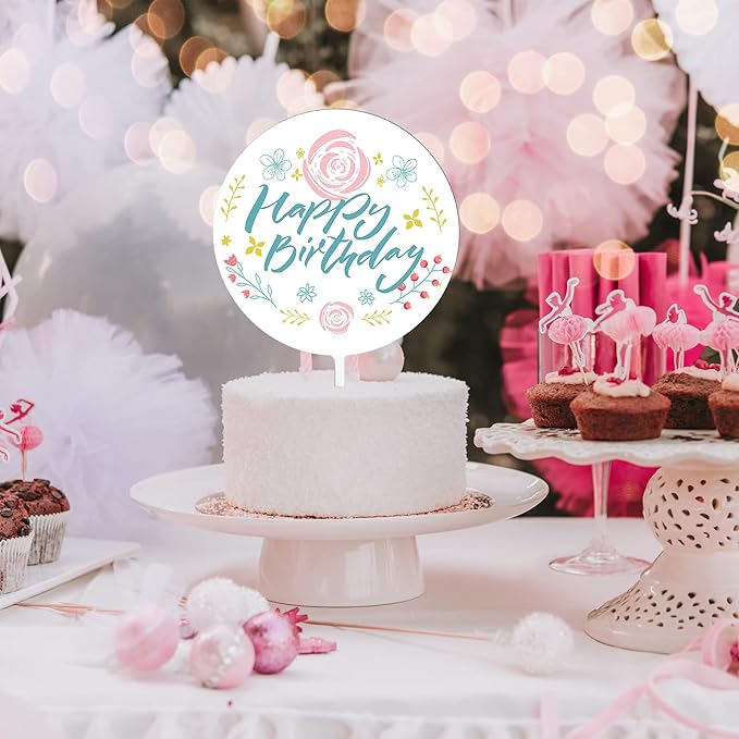 Jetec 2 Pieces 5 Inch Acrylic Cake Topper Blank Round Clear DIY Birthday Cake Topper for Personalized Custom Wedding, Birthday Festival Party Decorations
