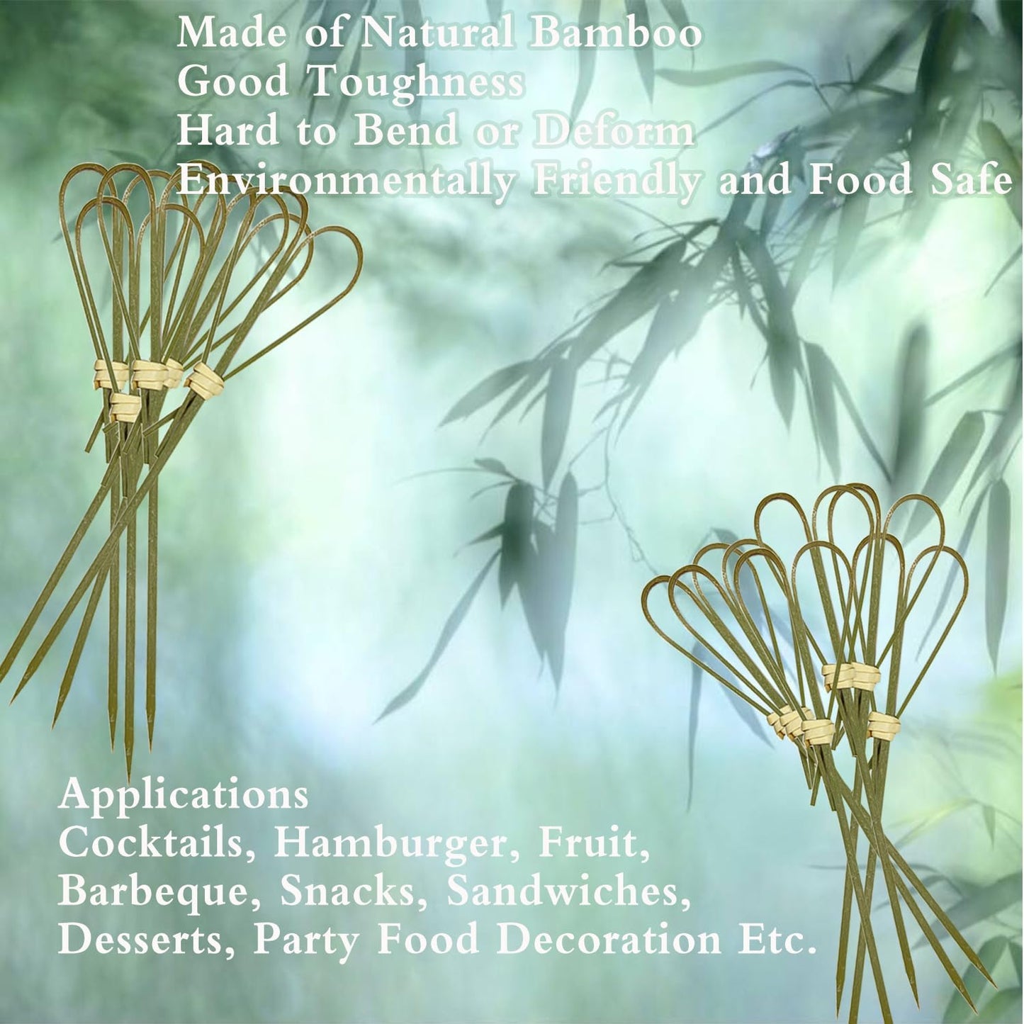 500 Pcs Cocktail Picks Skewers for Appetizers, Charcuterie Accessories, Heart Shaped Bamboo Sticks, Toothpicks for Appetizers Picks, 4.7 Inch Cocktail Toothpicks, Cyan