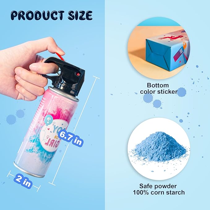 POPUPARTY 2 Pack Blue Gender Reveal Fire Extinguishers with 4 Pack Blue Confetti Cannons for Baby Boy Gender Reveal Party