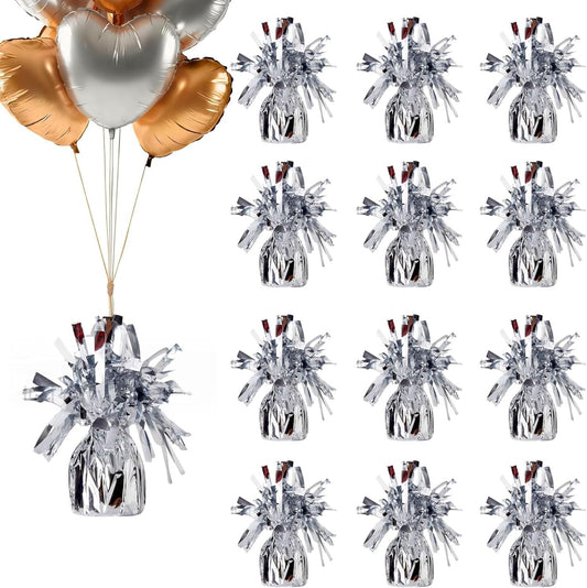 Balloon weights, 12 pieces, aluminum foil, suitable for birthday parties, gatherings, weddings, dinners and other occasions, weight 0.36bl(Silver)
