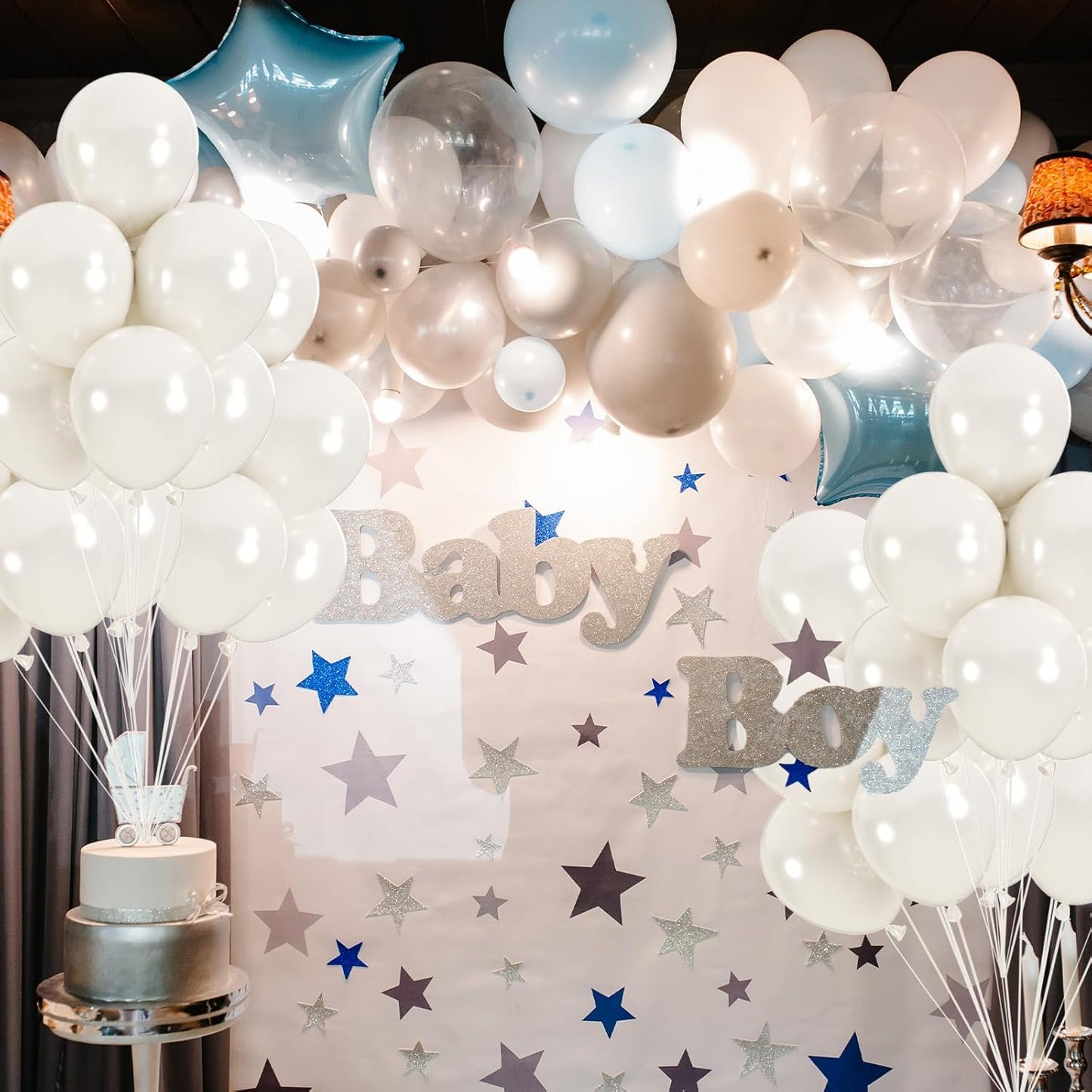 50pcs Pearl White Balloons, Helium 12inch Pearl White Party Balloon for Bridal Baby Shower Engagement Wedding Birthday Valentine’s Party Decorations (With Ribbon & Glues)