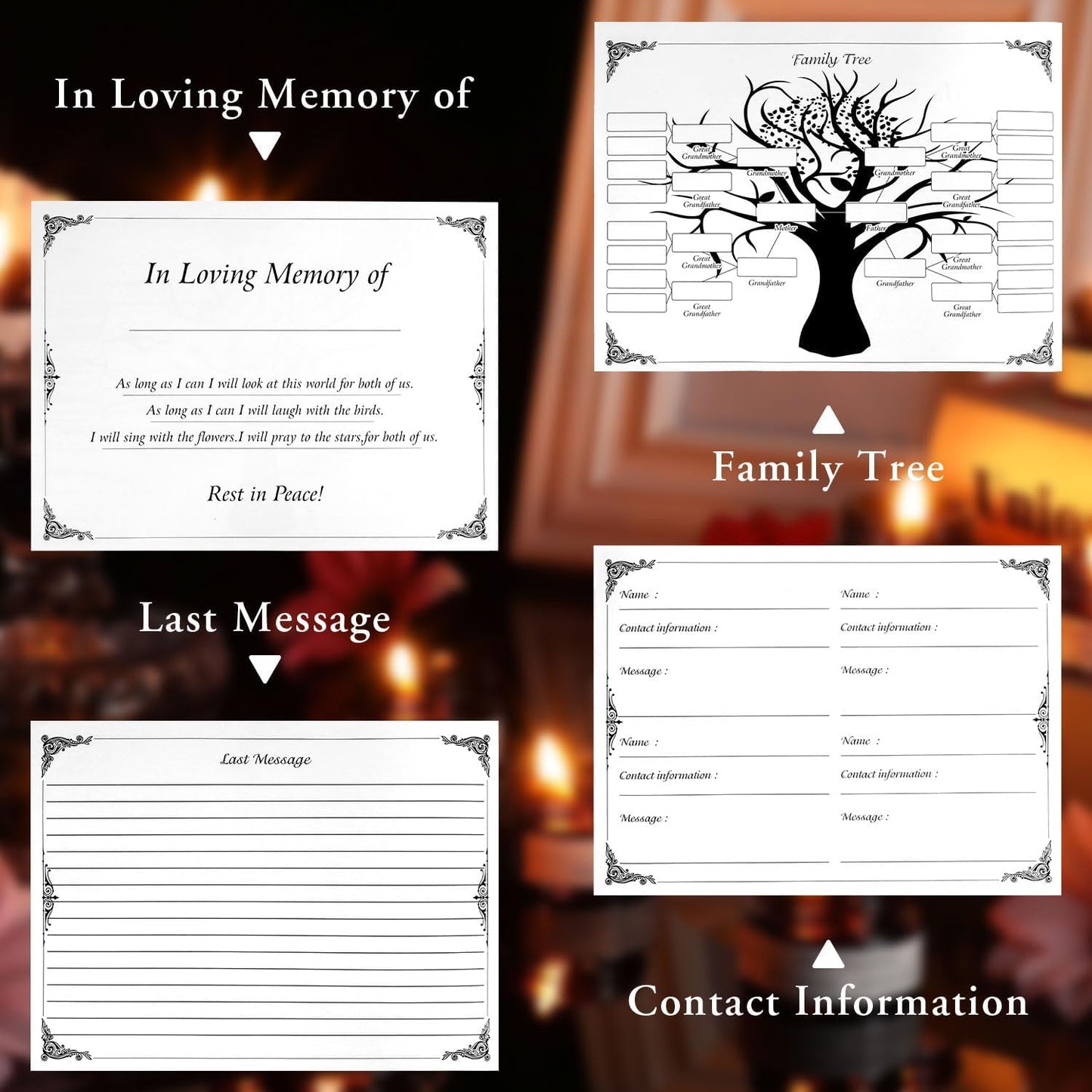 Funeral Guest Book for Memorial Service, in Loving Memory Guest Book with Table Sign, Pen and Box, Guest Sign in Book for Funeral Service, Elegant Black Memorial Books for Celebration of Life