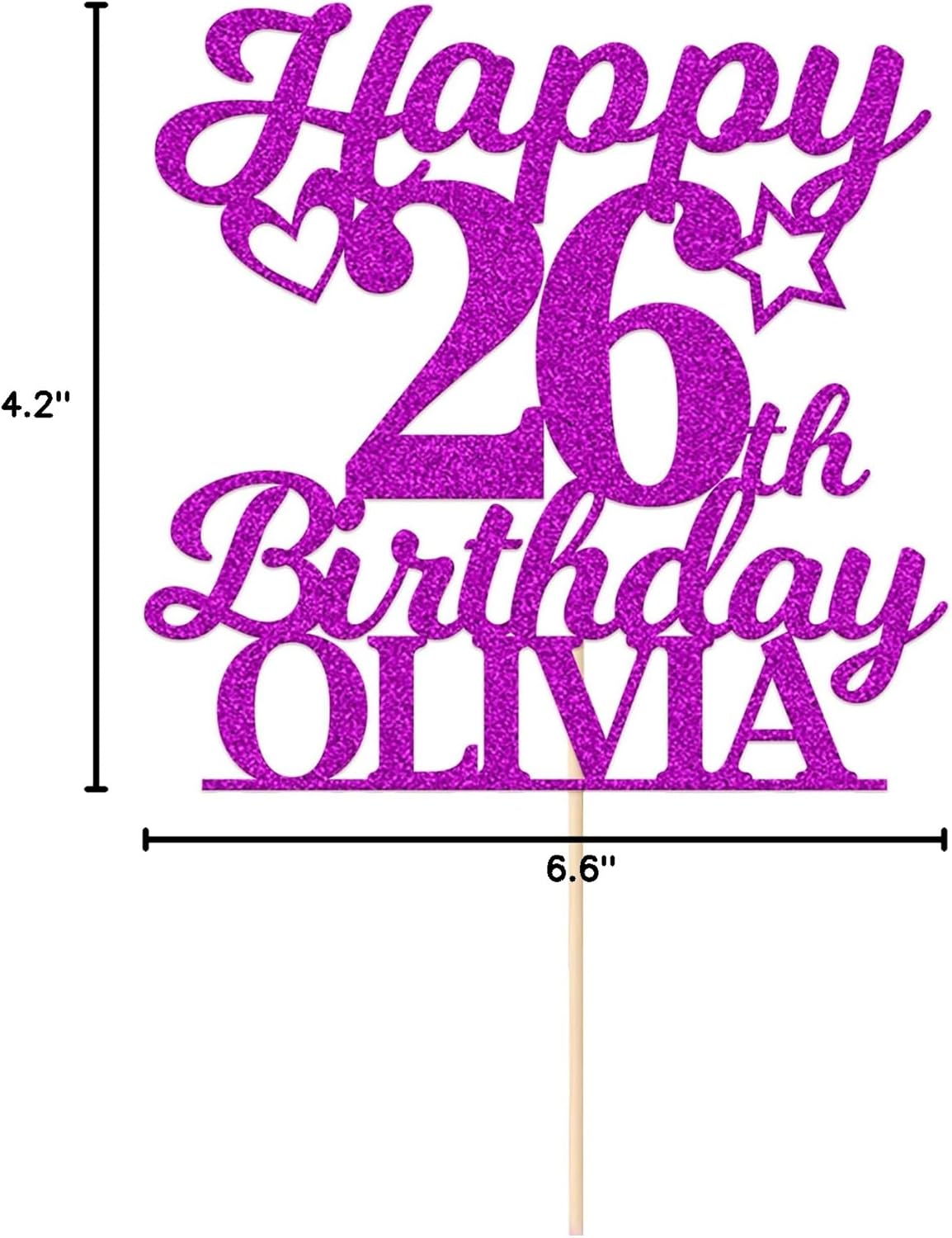 Personalized Happy Birthday Cake Toppers Birthday Cake Topper Gifts for Women Men Custom Glitter Cake Toppers with Any Name & Age for 18th 21st 30th 40th 50th 60th Cake Decorations (Purple)