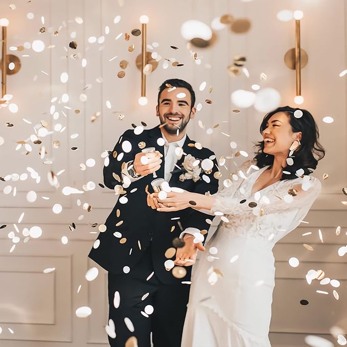 White Confetti Cannon, 6 Pack Mini Party Poppers Shooters Party Confetti Cannon Biodegradable Confetti for Wedding Kids Birthday Wedding Party Supplies