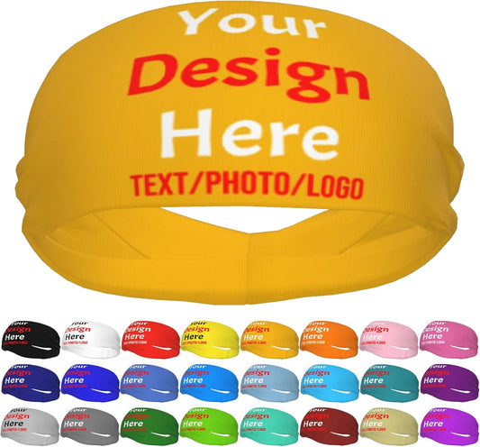 Custom Sweatbands for Men Women, Design Your Own Text Name Image Photo Personalized Sports Headbands