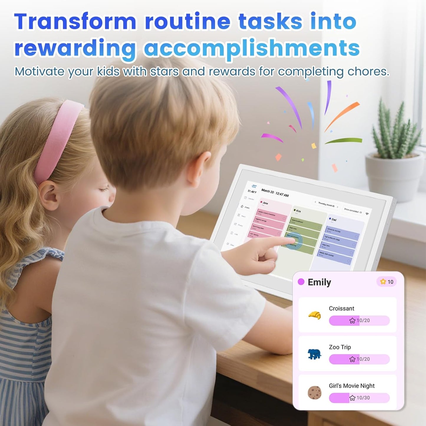 10.1 Inch Digital Calendar,IPS HD Touchscreen Interactive Display,Smart Family Planner,Smart Calendar for Seamless Scheduling,Digital Picture Frame for Displaying Photos/Videos