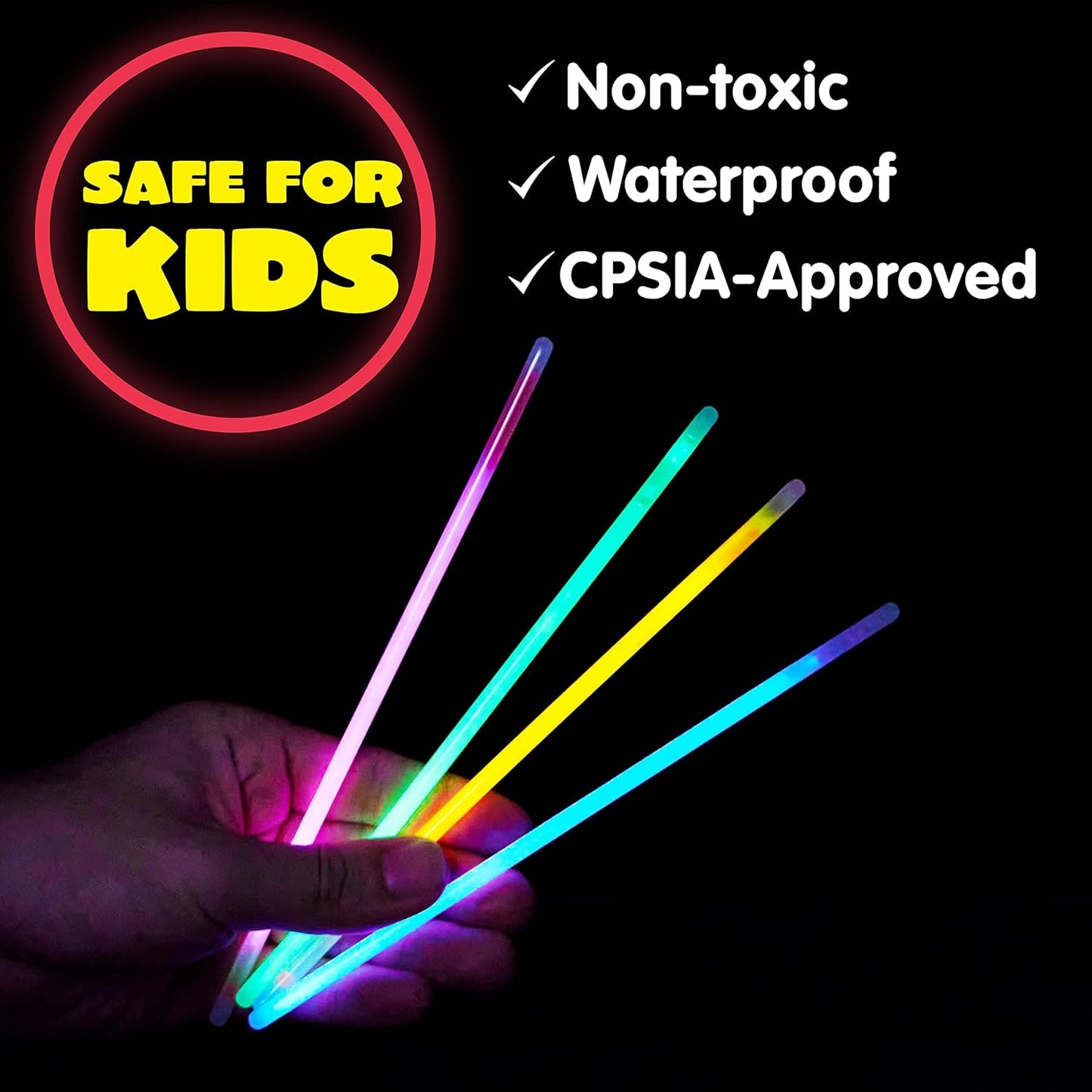JOYIN 200 Pcs 8" Glow sticks Bulk Party Favors Pack, Neon Glow in the Dark Party Supplies, Light Up Necklaces and Bracelets with Connectors, Christmas, Halloween, Football, Birthday Decorations
