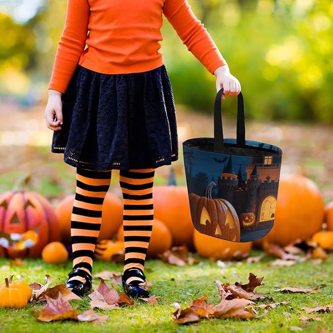 Halloween Candy Bucket - Halloween Night Moon Pumpkins Castle Trick Or Treat Candy Bag, Gift Bag for Party Favor Supplies