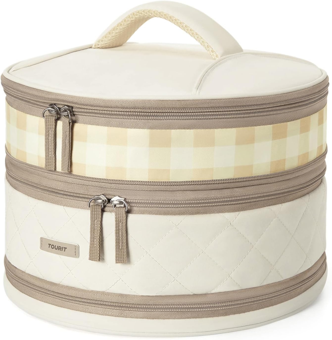 TOURIT Round Casserole Carrier Double Decker Insulated Pie Cake Carrier for Potluck, Picnic, Cookouts