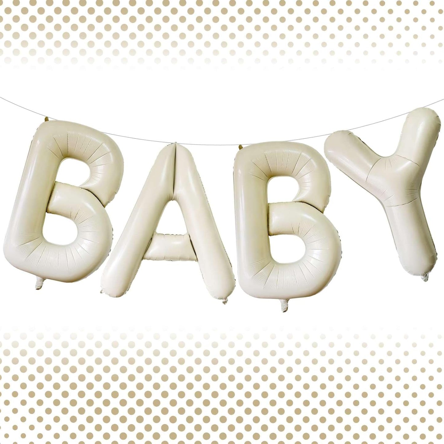 40 Inch Beige BABY Balloons, Large Cream White Letters BABY Balloons Foil Mylar Helium White Letters Balloons for Baby Shower Party Supplies Celebration Decorations Alphabet White BABY