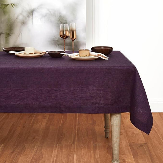 Solino Home Linen Tablecloth 60 x 90 Inch - 100% Pure Linen Grape Table Cloth for Rectangle Tables - Athena, Machine Washable Tablecloth for Winter, Valentines, Spring, Easter