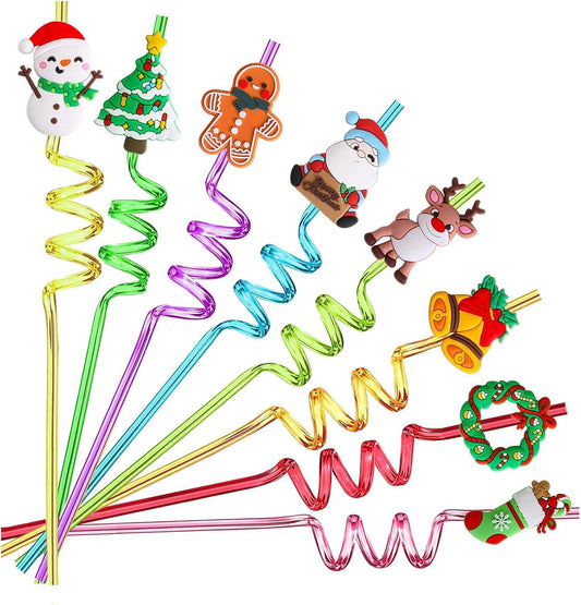 24 PCS Straws for Christmas Birthday Party Decorations Drinking Straws with 2 PCS Cleaning Brushes (Christmas Green)